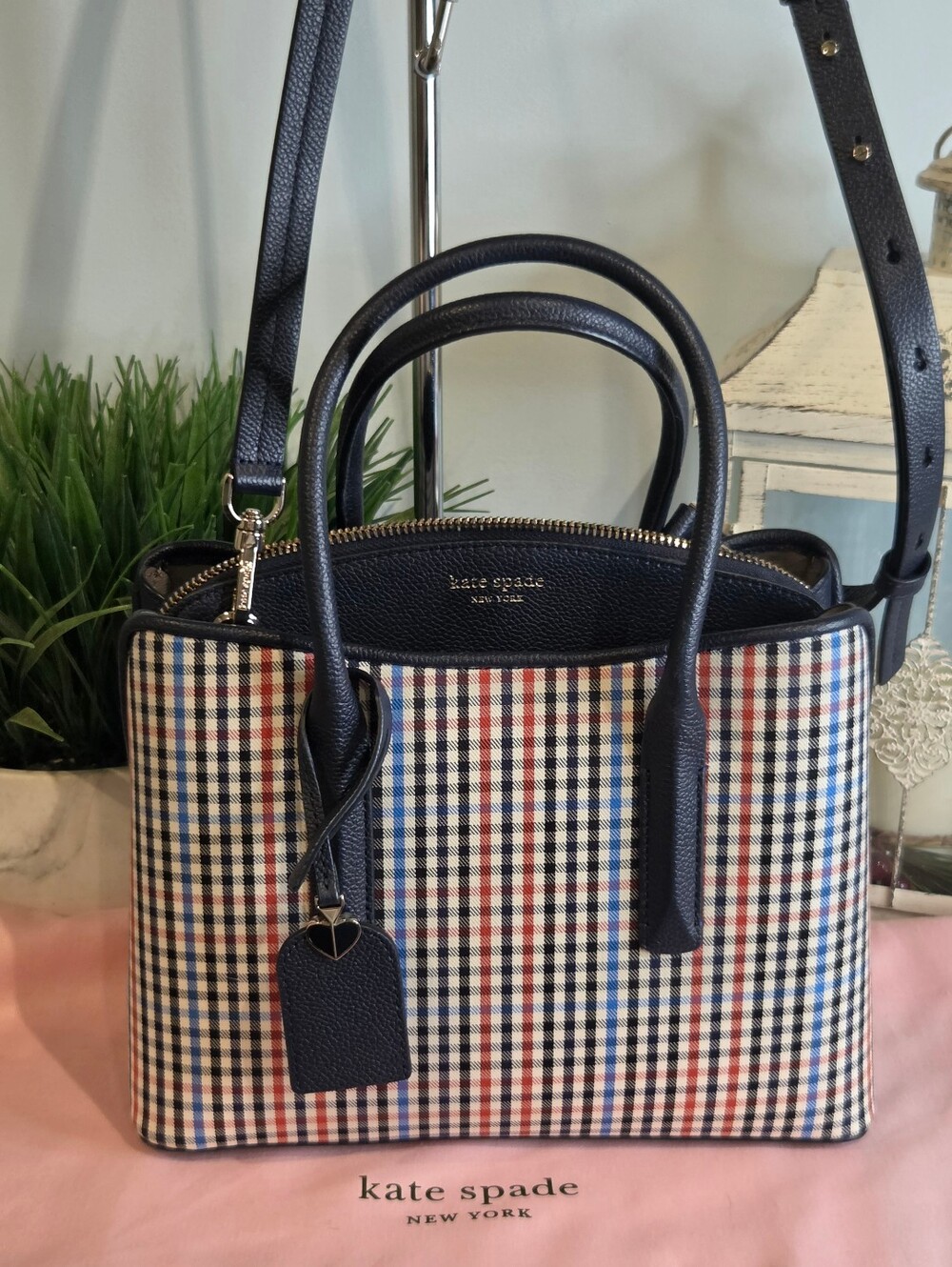 Kate Spade Margaux Plaid Satchel & Dustbag. - Picture 15 of 15